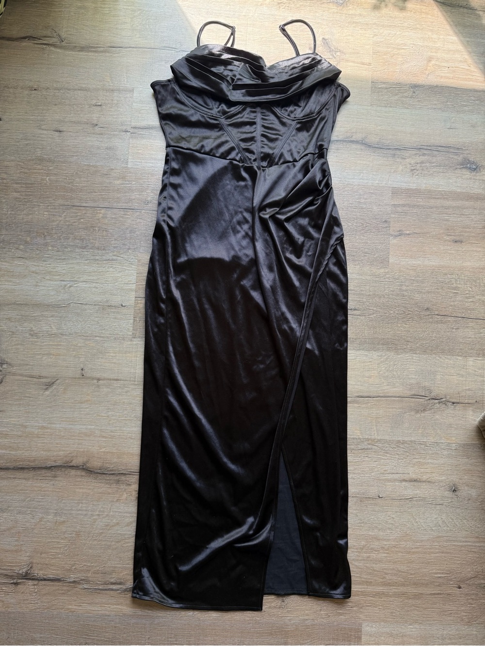 Quiz Elegant Black Satin Slip Dress size USA 12